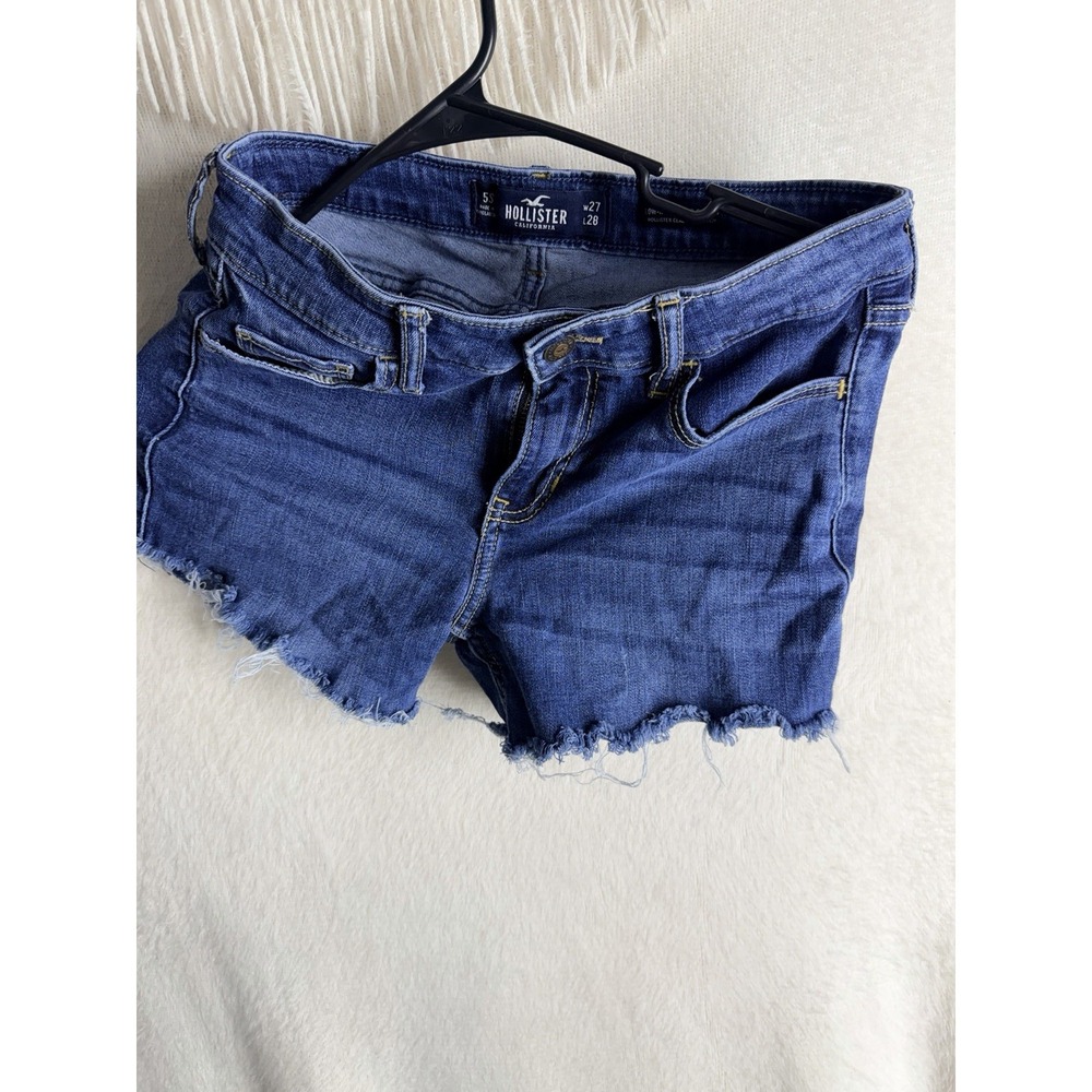 Hollister Jean Shorts Women 5S W27 L28 Low-Rise Super Skinny Cut Off Frayed Blue